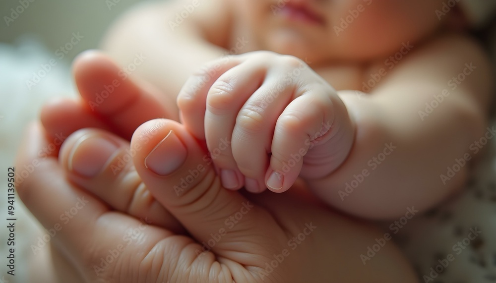 Close-up little hand of child baby holding hand of mother, A newborn holds on to mom's, dad's finger, Love and relationship with infant, Care and support, Dreaming and protection
Close-up little hand of child baby holding hand of mother, A newborn holds on to mom's, dad's finger, Love and relationship with infant, Care and support, Dreaming and protection