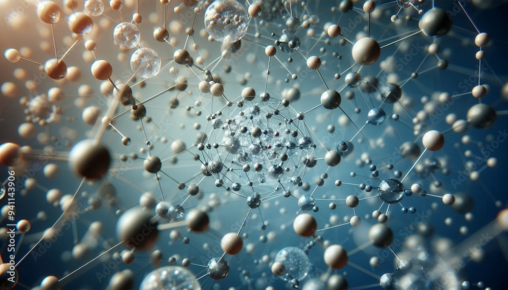 Fototapeta premium Closeup of an abstract biological and scientific molecular structure concept