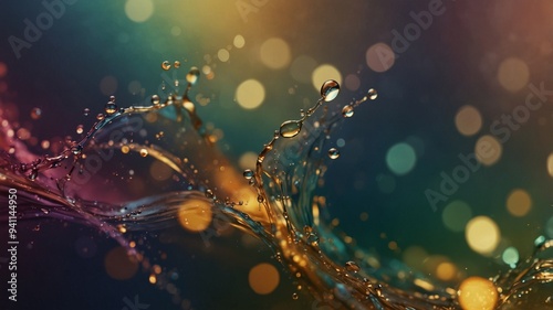 Abstract fluid metallic aesthetic background. photo