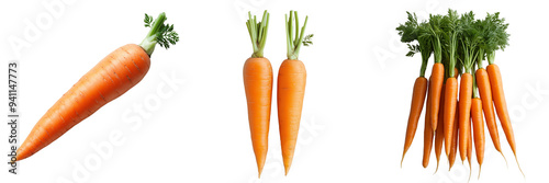 Fresh Organic Carrots on Transparent Background Perfect for Healthy Food Concepts, Cooking Recipes, and Nutrition Projects