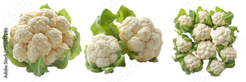 Fresh Organic Cauliflower on Transparent Background Ideal for Healthy Recipes, Cooking Projects, and Nutritional Content Creation