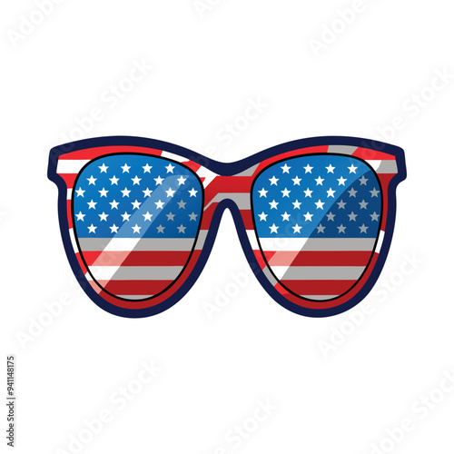 Vector sunglasses with american flag illustration template