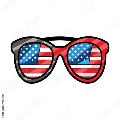 Vector sunglasses with american flag illustration template