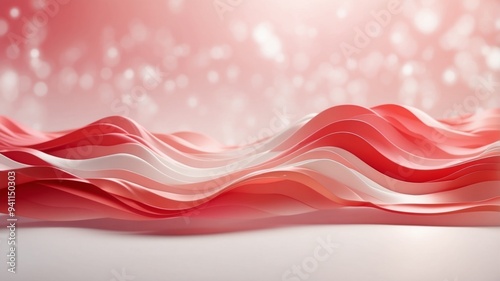 Abstract waves of red and white light creating a smooth gradient. photo