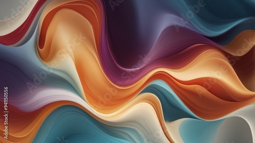 Abstract waves of vibrant colors flowing in a smooth gradient.