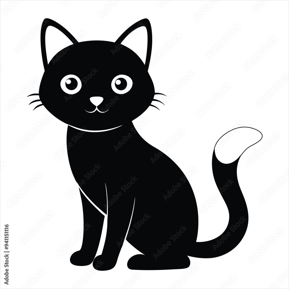 Fototapeta premium silhouette of a cat on a white background