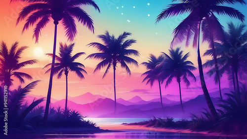 palm silhouette at sunset