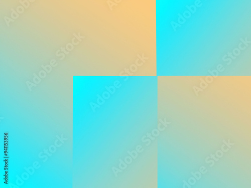 Blue orange yellow abstract background with gradient geometric squares pattern 