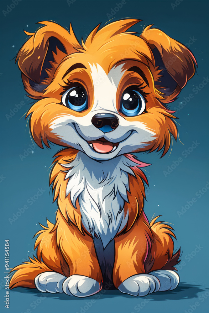 Cute Kawaii Cartoon Puppy. Generated image. A digital illustration of a cute kawaii cartoon character of a puppy with big eyes. Cute Kawaii Cartoon Puppy. Generated image. A digital illustration of a cute kawaii cartoon character of a puppy with big eyes.