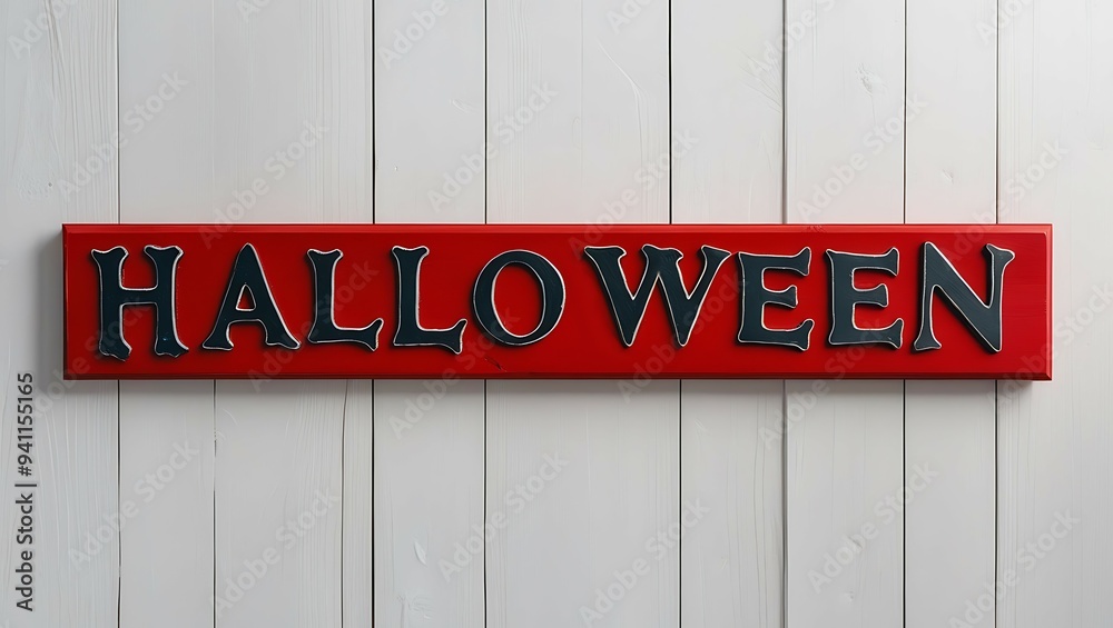 Halloween Sign on Red Wood Board, Ai generated Images Halloween Sign on Red Wood Board, Ai generated Images