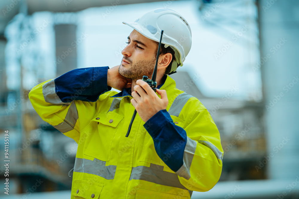 Portrait of exhausted man at construction site. Portrait of exhausted man at construction site.