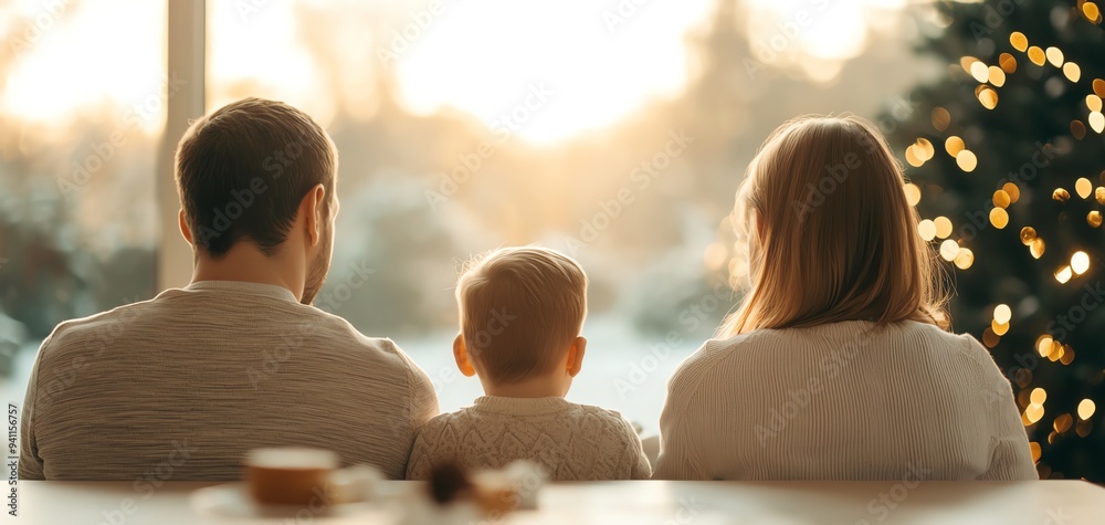A family enjoying a warm, festive breakfast together on Christmas morning, with the sun streaming in through the windows christmas background family warmth concept. A family enjoying a warm, festive breakfast together on Christmas morning, with the sun streaming in through the windows christmas background family warmth concept.