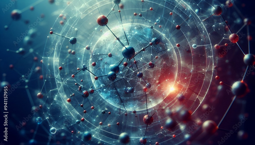 Obraz premium Closeup of an abstract biological and scientific molecular structure concept