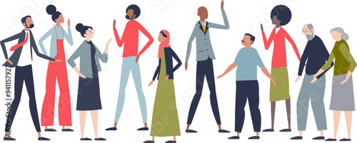 Illustration of diverse people standing together, symbolizing unity and inclusion.