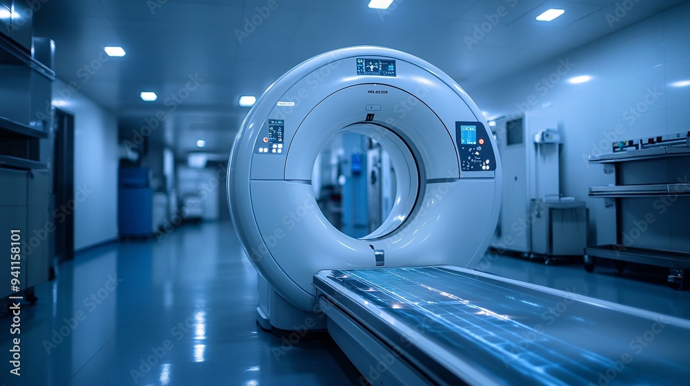 A medical imaging device using AI to provide detailed and accurate scans for diagnostics Stock Photo with copy space A medical imaging device using AI to provide detailed and accurate scans for diagnostics Stock Photo with copy space