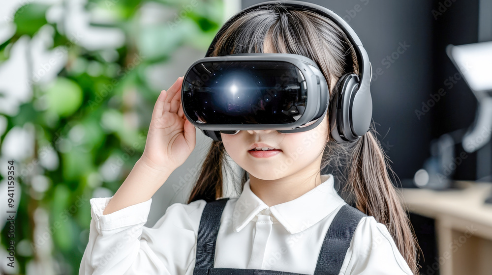 Future of Education A Young Student Immersed in Augmented Reality Technology Exploring Interactive Learning in a Modern Classroom Environment with Advanced AI Tools Future of Education A Young Student Immersed in Augmented Reality Technology Exploring Interactive Learning in a Modern Classroom Environment with Advanced AI Tools