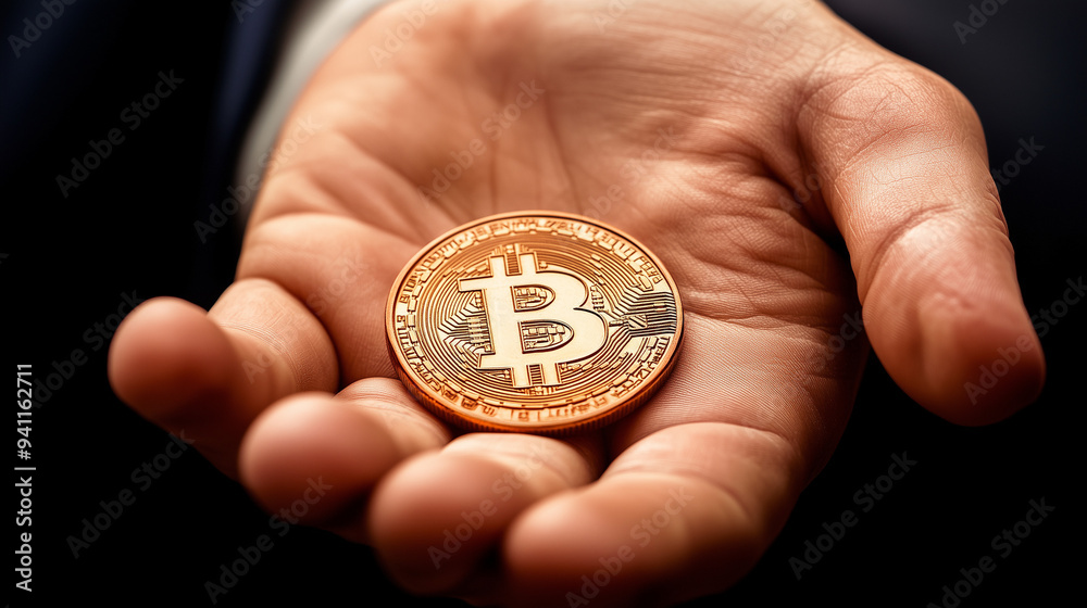 hand holding a bitcoin