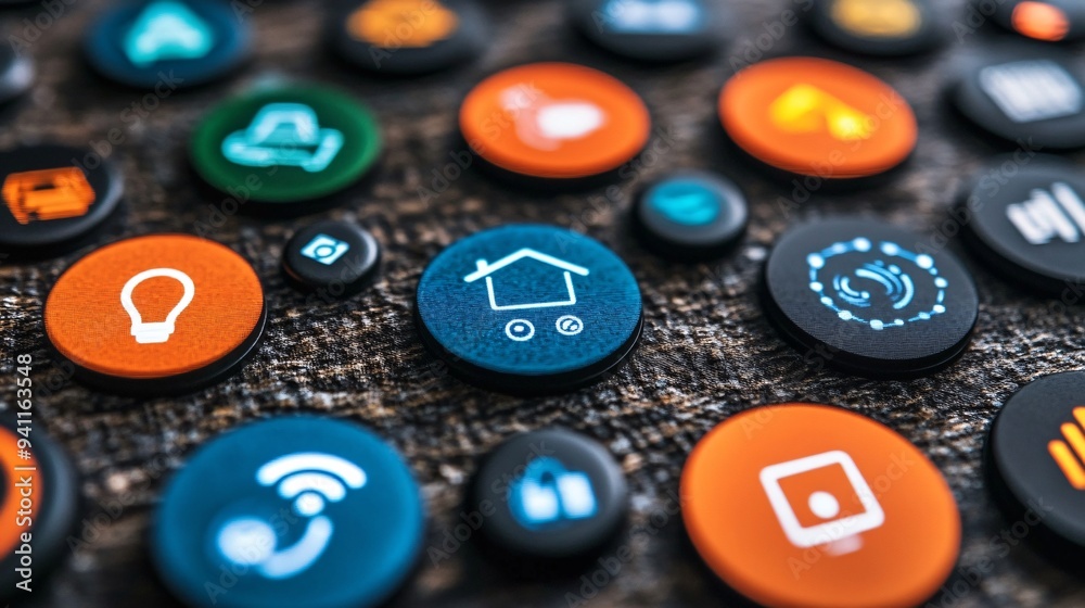 A smart home where AI controls every aspect from lighting to security ensuring maximum comfort and efficiency Stock Photo with copy space A smart home where AI controls every aspect from lighting to security ensuring maximum comfort and efficiency Stock Photo with copy space