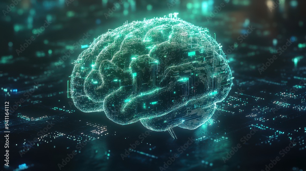 Futuristic Digital Brain Concept - Artificial Intelligence, Machine Learning, Neural Network, Cyber Security, Technology Background Futuristic Digital Brain Concept - Artificial Intelligence, Machine Learning, Neural Network, Cyber Security, Technology Background