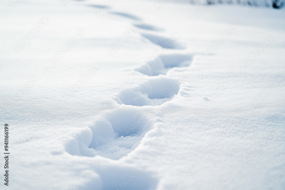 Snow-Covered Footprints in a White Winter Landscape. Minimalist Photography Emphasizing Solitude and Reflection. Follow the Leader on a Path of Discovery and Progress Through Frozen Terrain. Snow-Covered Footprints in a White Winter Landscape. Minimalist Photography Emphasizing Solitude and Reflection. Follow the Leader on a Path of Discovery and Progress Through Frozen Terrain.