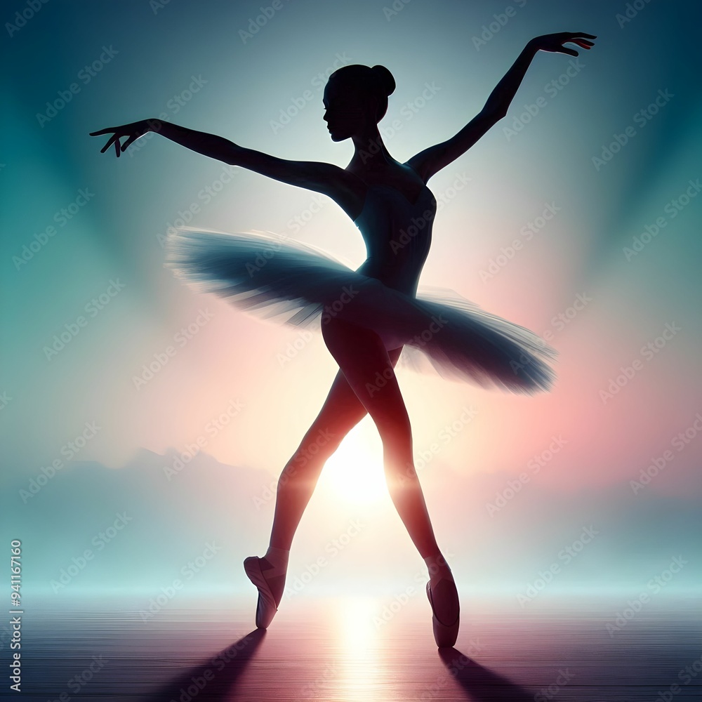 scenic view of a silhouette of a ballerina dancer performing in theatre scenic view of a silhouette of a ballerina dancer performing in theatre