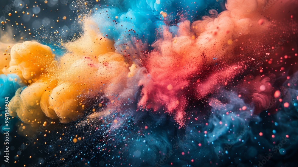 Vibrant red and yellow paint swirls on a black backdrop, creating an explosive, high-speed dynamic display resembling clouds or smoke. Vibrant red and yellow paint swirls on a black backdrop, creating an explosive, high-speed dynamic display resembling clouds or smoke.