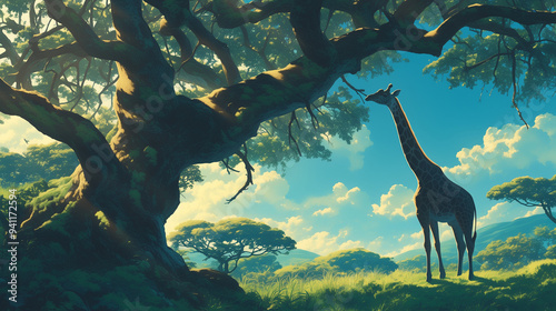 サバンナのキリン