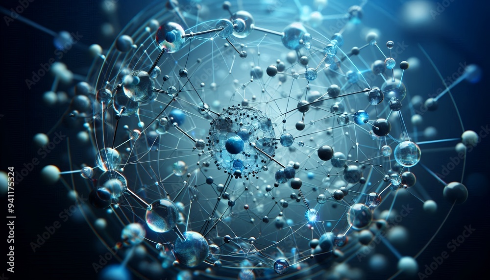 Closeup of an abstract biological and scientific molecular structure concept