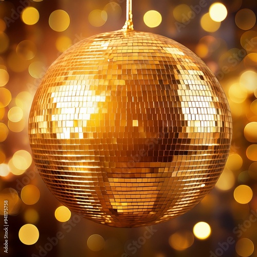 disco ball on a party,golden disco ball,Golden Reflections: The Ultimate Disco Ball Spectacle"disco ball with lights