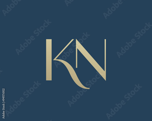 KN letter logo icon design. Classic style luxury initials monogram.