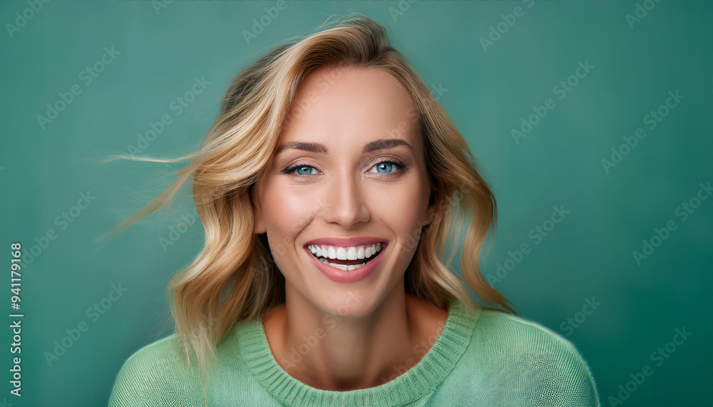 Girl with blonde hair laughing happily Girl with blonde hair laughing happily