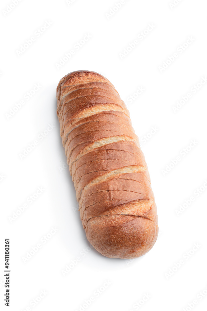Sliced white loaf of bread isolated on white background Sliced white loaf of bread isolated on white background