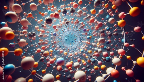 Closeup of an abstract biological and scientific molecular structure concept