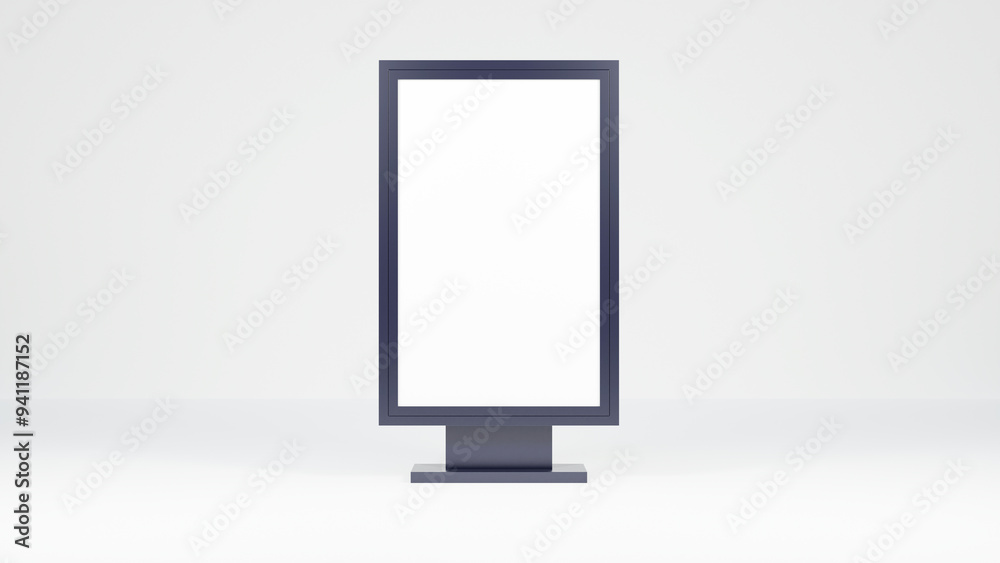 Blank billboard isolated on white background. Blank billboard mock up. Blank street billboard poster stand mock up on white background.
