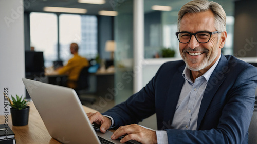 businessman working on laptop in office