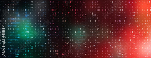 Digital Binary Code on Dark Red Background. Data Breach