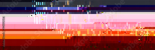 Trendy glitch pattern on dark background. Abstract geometric elements