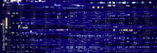 Trendy glitch pattern on dark background. Abstract geometric elements