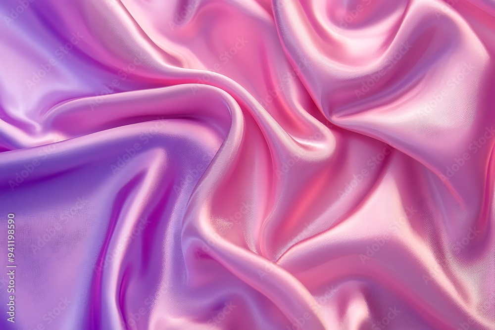 Graceful Waves of Pink and Purple Silk Fabric Graceful Waves of Pink and Purple Silk Fabric
