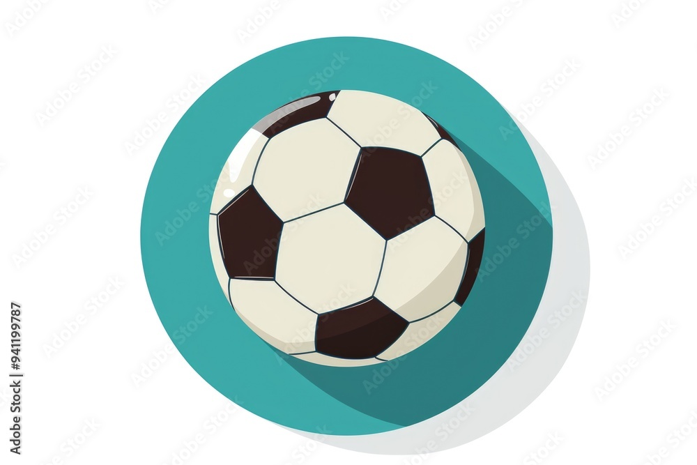 A soccer ball in a circular formation with a long shadow, suitable for sports or creative concept images A soccer ball in a circular formation with a long shadow, suitable for sports or creative concept images