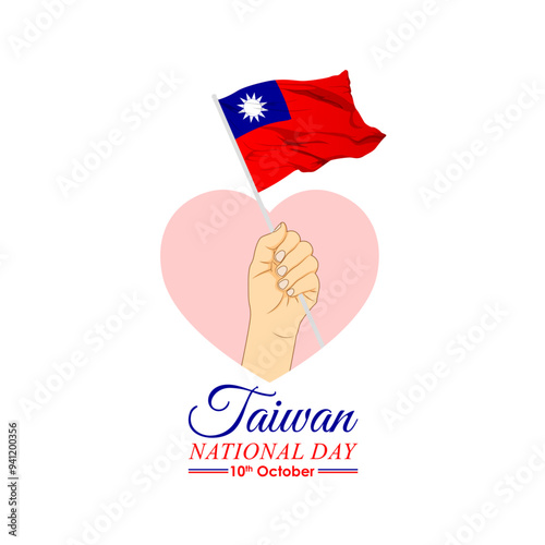 Vector illustration of Taiwan National Day social media feed template