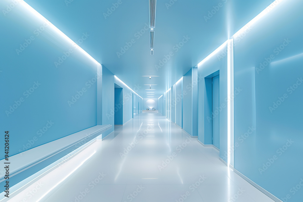 Empty modern hospital corridor Empty modern hospital corridor