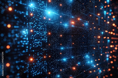 Wallpaper Mural An abstract and geometric background in blue and beige with a dynamic dimension concept. Torontodigital.ca