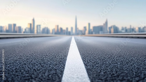 Modern urban road with flawless pavement, part of a dense network of city streets, road, metropolitan transportation system photo