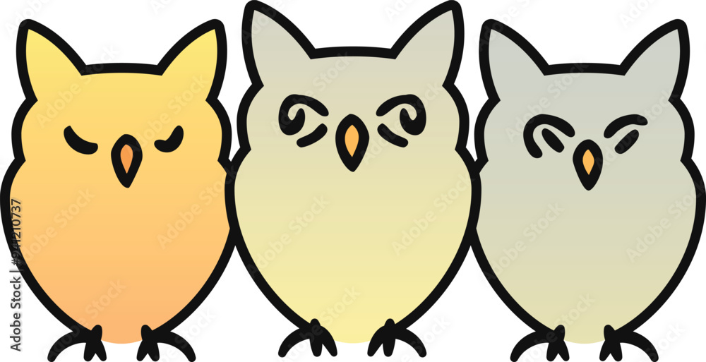 Obraz premium 3 owls (funny vector drawing)