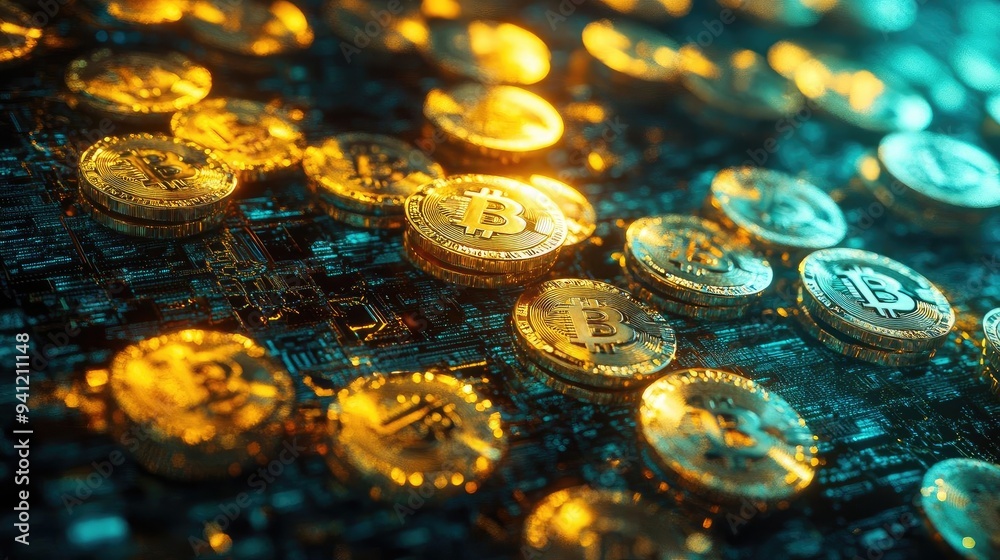 A close-up view of shining cryptocurrency coins scattered on a digital surface, depicting wealth and modern finance. A close-up view of shining cryptocurrency coins scattered on a digital surface, depicting wealth and modern finance.