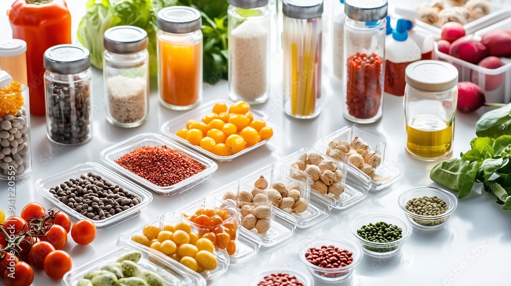Various foods and test tubes representing food sensitivity and intolerance testing. Various foods and test tubes representing food sensitivity and intolerance testing.