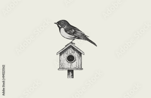 Bird house logo style icon design template flat vector