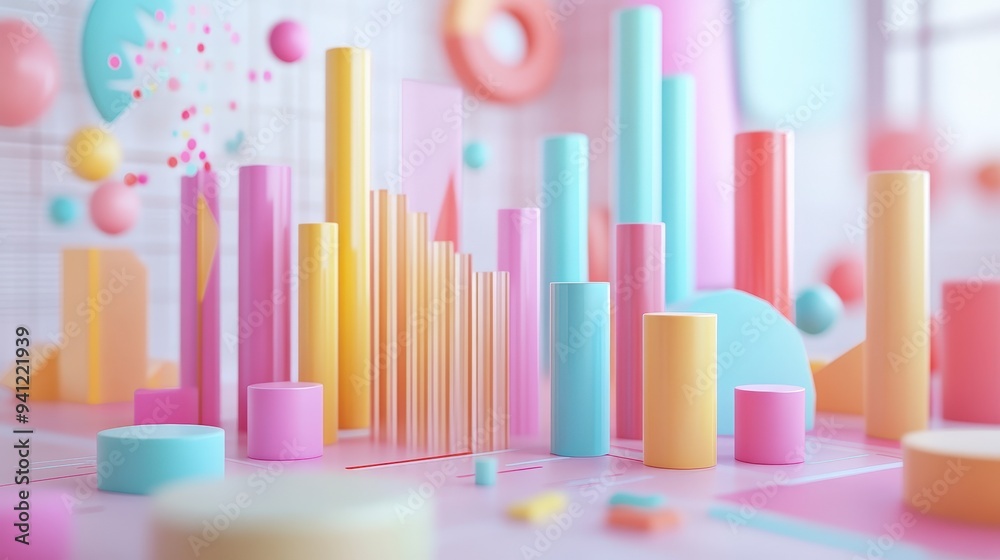 A colorful 3D abstract composition of geometric shapes and structures. A colorful 3D abstract composition of geometric shapes and structures.