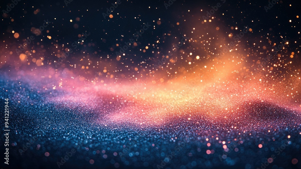 Fototapeta premium Glitter explosion against a black background, vibrant colors